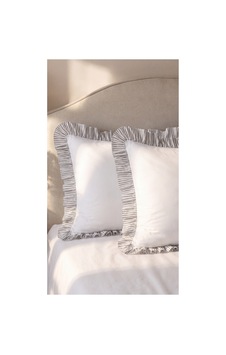 2'li Pamuklu Kumaş Çizgili Fırfırlı Yastık Kılıfı50x70 Cm Gri - 905308848 Gri