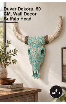 5 Adet Ahşap Dekoratif Bufalo Kafası Duvar Dekoru, 50 Cm, Wall Decor Buffalo Head 5 Adet Ahşap Dekoratif Bufalo Kafası Duvar Dekoru, 50 Cm, Wall Decor Buffalo Head