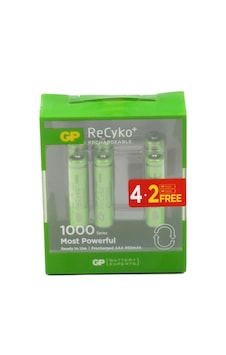 GP ReCyko+ GP100AAAHCE4-2B 950 mAh AAA Şarj Edilebilir İnce Kalem Pil 4 + 2'li GP ReCyko+ GP100AAAHCE4-2B 950 mAh AAA Şarj Edilebilir İnce Kalem Pil 4 + 2'li