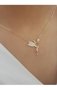 925 Ayar Zirkon Taşlı Gümüş Melek Kolye 925 Ayar Zirkon Taşlı Gümüş Melek Kolye
