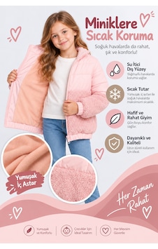 Ahengim Kız Çocuk Kapüşonlu Peluş Detaylı Şişme Mont Fermuarlı Sıcak Tutan Kışlık Ceket Ak4291 Pudra Ahengim Kız Çocuk Kapüşonlu Peluş Detaylı Şişme Mont Fermuarlı Sıcak Tutan Kışlık Ceket Ak4291 Pudra