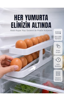 İki Katlı Yumurta Organizeri Buzdolabı Düzenleyici Pratik Saklama Rafı Çokrenkli