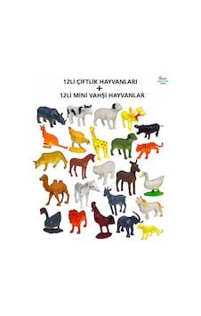 24 Parça Gerçekçi Çiftlik Hayvanları Ve Vahşi Hayvanlar Serisi Birlikte Mini Boy 24 Parça Gerçekçi Çiftlik Hayvanları Ve Vahşi Hayvanlar Serisi Birlikte Mini Boy