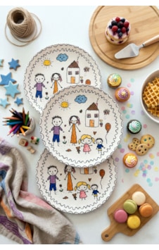 Çocuk Ve Aile Temalı Servis Tabağı Seti 6 Adet, 27 Cm Sevimli Aile Pasta, Tatlı, Kahvaltı Tabağı Çok Renkli Çocuk Ve Aile Temalı Servis Tabağı Seti 6 Adet, 27 Cm Sevimli Aile Pasta, Tatlı, Kahvaltı Tabağı Çok Renkli