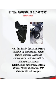 Revertech Vitesli Motosiklet Diz Örtüsü Universal Su Ve Rüzgar Geçirmez Siyah