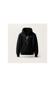 Ada Kostüm Tasarım İskelet Balerin Baskılı Hoodie Sweatshirt Siyah Ada Kostüm Tasarım İskelet Balerin Baskılı Hoodie Sweatshirt Siyah