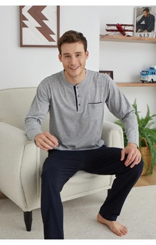Moda Dua Kocabey 9111 Battal Erkek Midi Yaka Pijama Takımı gri Moda Dua Kocabey 9111 Battal Erkek Midi Yaka Pijama Takımı gri