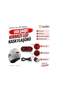 Ergonomik Usb Şarjlı Kask İçin Kırmızı Led Flaşör Işığı Ergonomik Usb Şarjlı Kask İçin Kırmızı Led Flaşör Işığı
