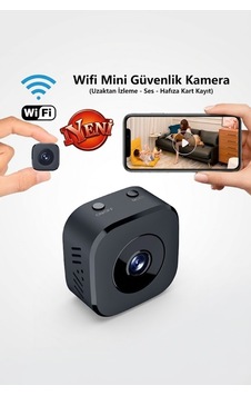 Wifi Mini Güvenlik Kamera Uzaktan İzleme - Ses - Hafıza Kart Kayıt Şarjlı Siyah - 922782459