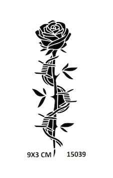 Airbrush Tattoo Dikenli Gül Stencil Süsleme Ve Boyama Kalıbı