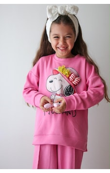 Mila Mood Kız Çocuk Pembe Figür Baskılı Eşofman Takımı Sweatshirt Bol Paça Alt Eşofman 2'li Takım Mila Mood Kız Çocuk Pembe Figür Baskılı Eşofman Takımı Sweatshirt Bol Paça Alt Eşofman 2'li Takım