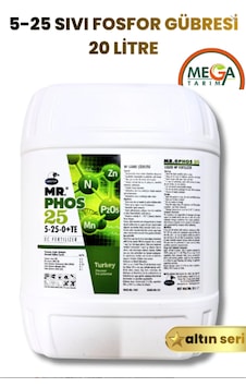 Ordu Mega Tarım Sıvı Fosfor Gübresi 5-25-0 İçerikli Mr. Phos Gübre Verim Gübresi 20 Litre 25 KG