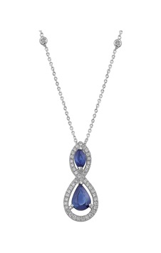 Pırlantalı Safir Kolye Beyaz Pırlantalı Safir Kolye Beyaz