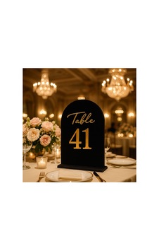 Gold Pleksi Kadife Kaplamalı Mdf Masa Numaralığı 5 Li Set Düğün/nişan/restoran/otel Çok Renkli