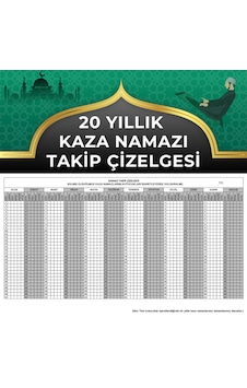 20 Yıllık Kaza Namazı Takip Çizelgesi A4 Boyutundadır Beyaz - Gri