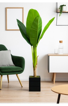 130 Cm Yapay Muz Ağacı Gerçekçi Yaprak Görünümlü, Doğal Ahşap Saksılı Dekoratif Standart 130 Cm Yapay Muz Ağacı Gerçekçi Yaprak Görünümlü, Doğal Ahşap Saksılı Dekoratif Standart