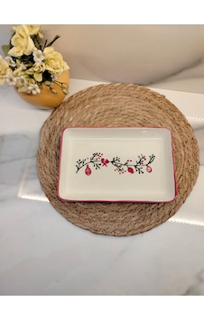 Md Coquına Sunum Tabağı 22 X 15 Beyaz - Kırmızı Md Coquına Sunum Tabağı 22 X 15 Beyaz - Kırmızı