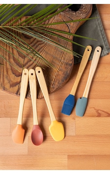 Finehome Gardenia 5'li Bambu Saplı Silikon Spatula Set