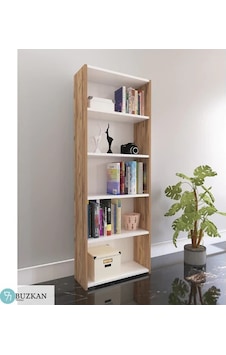 Buzkan % 100 mdf 5 Raflı Beyaz-Ceviz Kitaplık Buzkan % 100 mdf 5 Raflı Beyaz-Ceviz Kitaplık