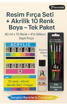 Silikon Saplı 4 Lü Fırça Seti + Akrilik Boya 10 Renk X 40 Ml Resim Ve Hobi Boyama Seti Çok Renkli Silikon Saplı 4 Lü Fırça Seti + Akrilik Boya 10 Renk X 40 Ml Resim Ve Hobi Boyama Seti Çok Renkli