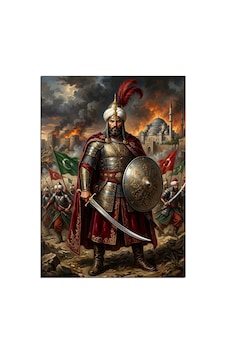 Fatih Sultan Mehmet Ve Sancaklı Ve Zırhlı Savaşçı Dekoratif Kanvas - Mdf Ahşap Tablo Çok Renkli Fatih Sultan Mehmet Ve Sancaklı Ve Zırhlı Savaşçı Dekoratif Kanvas - Mdf Ahşap Tablo Çok Renkli