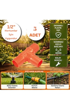 Dalyan Bahçe Hortum Bağlantı Aparatı Te 1/2" 5 Adet