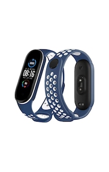 Mi Band 7 Spor Delikli Kordon - Lacivert-beyaz