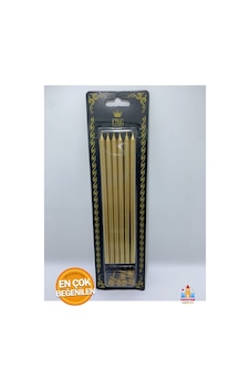 Uzun Gold Pasta Mumu 20cm, 6'lı - Şık Ve Zarif Pasta Dekorasyonu İçin Altın