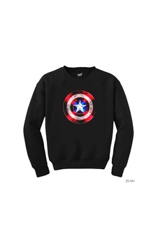 Captain America Shield Neon Siyah Sweatshirt Captain America Shield Neon Siyah Sweatshirt