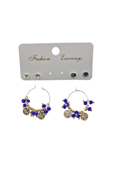 X-Lady Accessories Altın Renk Mavi Boncuk Şık Sallantılı El İşi Kombin Küpe 2248 Çok Renkli X-Lady Accessories Altın Renk Mavi Boncuk Şık Sallantılı El İşi Kombin Küpe 2248 Çok Renkli