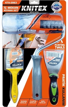 3pcs Nalbur - Boyacı Set Spatula - Kestirme Fırça - Boya Rulo 20cm