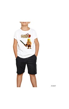 Zepplin Giyim Clash Of Clans Barbar Beyaz Çocuk Tişört Zepplin Giyim Clash Of Clans Barbar Beyaz Çocuk Tişört