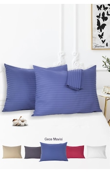Vionel Home Pamuklu Çizgili Saten Yastık Kılıfı Gece Mavisi 2'li 50 x 70 Vionel Home Pamuklu Çizgili Saten Yastık Kılıfı Gece Mavisi 2'li 50 x 70