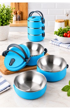 3 Katlı Yeni Nesil Sefer Tası Lunch Box Beslenme Kabı Paslanmaz Çelik 1800 Ml Mavi 3 Katlı Yeni Nesil Sefer Tası Lunch Box Beslenme Kabı Paslanmaz Çelik 1800 Ml Mavi