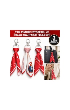 Tarzınıseç 3 Lü Türk Bayraklı Atatürk Temalı Fular Anahtarlık Seti Çanta Aksesuarı Tarzınıseç 3 Lü Türk Bayraklı Atatürk Temalı Fular Anahtarlık Seti Çanta Aksesuarı