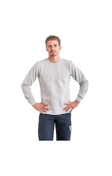 Mervem Uzun Kol Sıfır Yaka Sweatshirt Gri