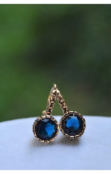 Stoneage Mavi Safir Zarif Bayan Küpe Bronz Stoneage Mavi Safir Zarif Bayan Küpe Bronz