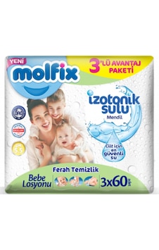 Molfix Ferah Temizlik Izotonik Sulu Mendil 3'Lü Avantaj Paketi 180'Li Molfix Ferah Temizlik Izotonik Sulu Mendil 3'Lü Avantaj Paketi 180'Li