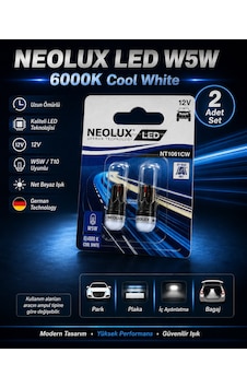 Neolux T10 W5w Led Ampul 6000k Cool White 12v 2'li Set Park Plaka Tavan Bagaj Aydınlatma Neolux T10 W5w Led Ampul 6000k Cool White 12v 2'li Set Park Plaka Tavan Bagaj Aydınlatma
