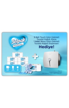 Selpak Professional Touch İçten Çekmeli Tuvalet Kağıdı 120 M 12'li X 5 Koli + Wave Dispenser Hediyeli Selpak Professional Touch İçten Çekmeli Tuvalet Kağıdı 120 M 12'li X 5 Koli + Wave Dispenser Hediyeli