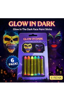 Fosforlu Glow Parti Boyası 6 Lı Karanlıkta Parlayan Yüz Boy N712