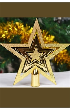 Vintage Altın Simli Yıldız Noel Ağacı Süsü 20 Cm Retro Parlak Ağaç Tepe Süsü / Dekoratif Yılbaşı S Vintage Altın Simli Yıldız Noel Ağacı Süsü 20 Cm Retro Parlak Ağaç Tepe Süsü / Dekoratif Yılbaşı S