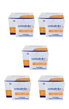 Semateks Steril Kompres Spanç 7,5cm X7,5cm 100 Adet 5 Kutu Semateks Steril Kompres Spanç 7,5cm X7,5cm 100 Adet 5 Kutu