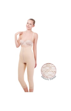 Variteks 121 Agraflı Göğüs Altı ve Diz Altı Liposuction Jinekomasti Korse Ten Rengi 2XL