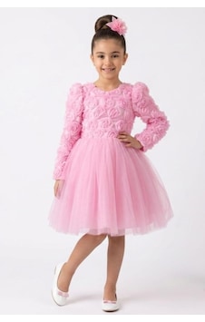 Mnk Baby & Kids Luvia Uzun Kol Kız Tütü Abiye Elbise M00810 Pembe Mnk Baby & Kids Luvia Uzun Kol Kız Tütü Abiye Elbise M00810 Pembe