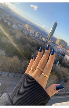 Kadın 3'lü Gold Yüzük Seti Ayarlanabilir Altın