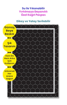 Suya Dayanıklı Yıkanır Kağıt Tel Örgü Desen Oto Paspas Kağıdı Siyah Gümüş Baskı 50 Adet 35x50cm Suya Dayanıklı Yıkanır Kağıt Tel Örgü Desen Oto Paspas Kağıdı Siyah Gümüş Baskı 50 Adet 35x50cm