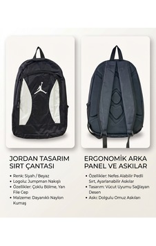 Usa Air Jordan Baskılı Siyah Beyaz Çanta 11458