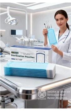 Sterilizasyon Poşeti 200 Adet - Otoklav Kendinden Yapışkanlı Medikal Poşet 9x26 Cm Sterilizasyon Poşeti 200 Adet - Otoklav Kendinden Yapışkanlı Medikal Poşet 9x26 Cm