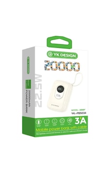 Yk Design Yk-pb5034 20000 Mah 22.5w Lcd Göstergeli Powerbank Beyaz Yk Design Yk-pb5034 20000 Mah 22.5w Lcd Göstergeli Powerbank Beyaz